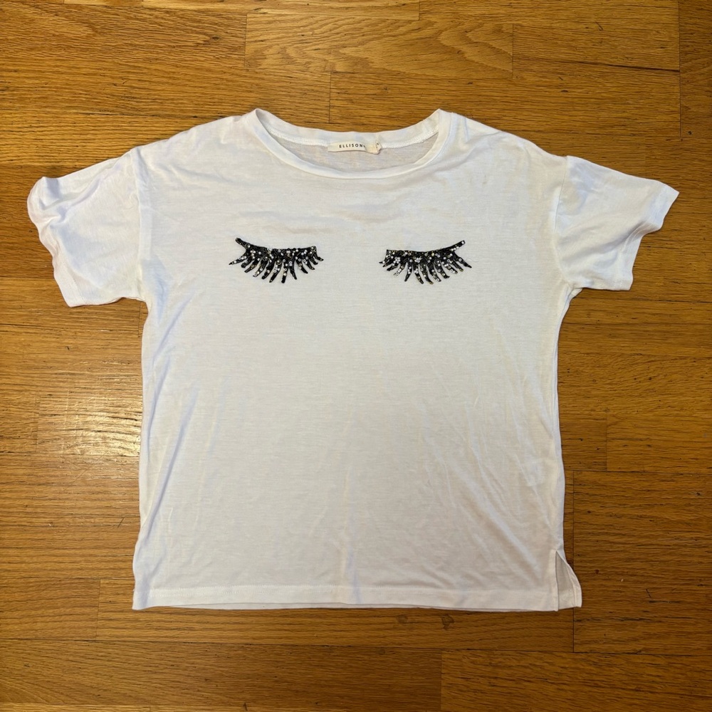 Ellison Beaded Eyelash Preppy Whimsigoth Dark Academia Coastal Soft T-shirt S